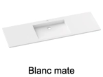 Plan vasque lavabo, sur mesure, Largeur 61 à 200 cm x Profondeur 46 à 80 cm, résine composite de haute qualité, Finition lisse blanc BRILLANT laqué ou mate, Livraison Offerte.